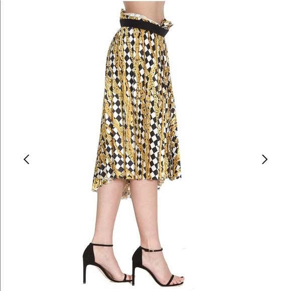 BALENCIAGA Size 34 / XS pleated printed asymmetrical crepe midi skirt - Picture 4 of 15